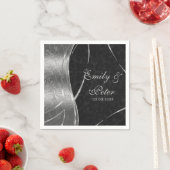 Zwart en zilver damast-bewaar de datum servet (Insitu)