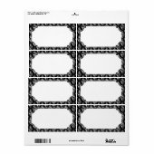Zwart en Zilver Damast Patroon Etiket (Full Sheet)