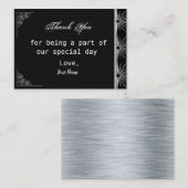 zwart en zilver dank u notitiekaartje (Voorkant / Achterkant)