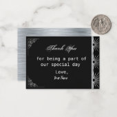 zwart en zilver dank u notitiekaartje (Voorkant / Achterkant in situ)