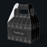 Zwart en zilver Deco Gable Bedankdoosjes<br><div class="desc">*Aanpassen door uw tekst toe te voegen of de betegelde afbeelding te vergroten of verkleinen.</div>