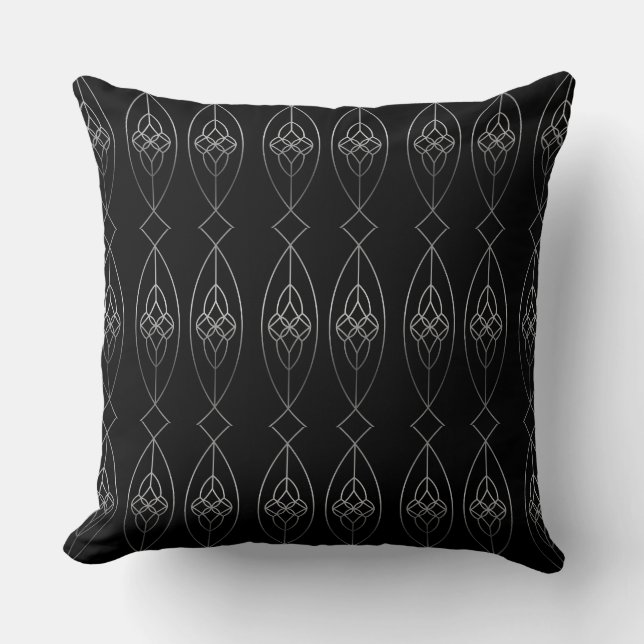 Zwart en zilver deco kussen (Voorkant)