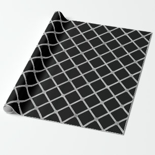 Zwart en Zilver Diamant Lijnen (3) Cadeaupapier