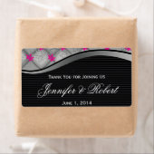 Zwart en Zilver Diamant Streep Water Fles Label (Insitu)