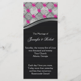 Zwart en Zilver Diamond Stripe Wedding Programma Programmakaart