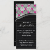 Zwart en Zilver Diamond Stripe Wedding Programma Programmakaart (Voorkant / Achterkant)