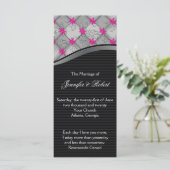 Zwart en Zilver Diamond Stripe Wedding Programma Programmakaart (Staand voorkant)