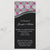 Zwart en Zilver Diamond Stripe Wedding Programma Programmakaart (Voorkant)