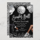 Zwart en Zilver Disco Sneaker Ball Verjaardag Kaart (Voorkant / Achterkant)