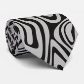 Zwart en Zilver Dizzy Abstract Stropdas (Opgerold)