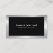 Zwart en zilver eenvoudig visitekaartje (Voorkant)