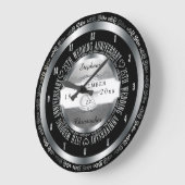 Zwart en zilver Elegant 25th Wedding Jubileum Grote Klok (Hoek)