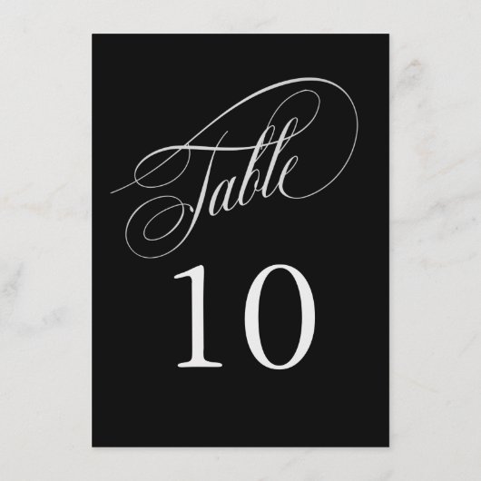 Zwart en zilver Elegant Calligraphy Table Numbers (Achterkant)
