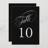 Zwart en zilver Elegant Calligraphy Table Numbers (Voorkant / Achterkant)
