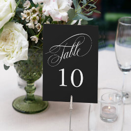 Zwart en zilver Elegant Calligraphy Table Numbers