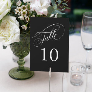 Zwart en zilver Elegant Calligraphy Table Numbers