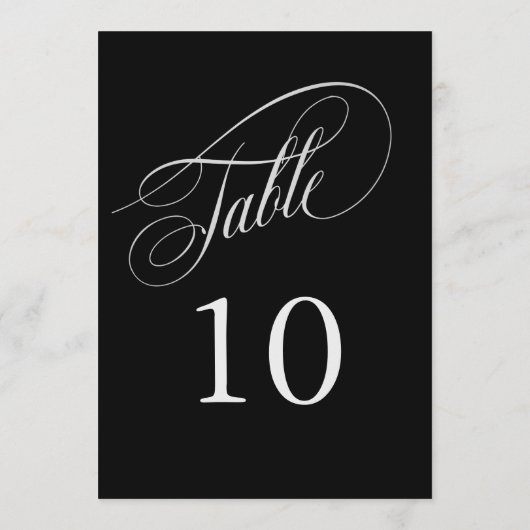 Zwart en zilver Elegant Calligraphy Table Numbers (Achterkant)