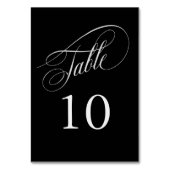 Zwart en zilver Elegant Calligraphy Table Numbers Kaart (Achterkant)