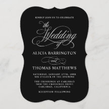 Zwart en Zilver Elegante Kalligrafie Bruiloft