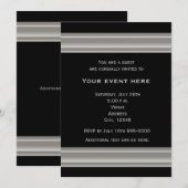 Zwart en Zilver Elegante Party Event Uitnodiging (Voorkant / Achterkant)