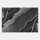 Zwart en zilver faux glitter Agate Inpakpapier Vel (Voorkant 3)