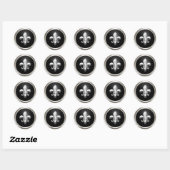 Zwart en zilver Fleur de Lis Envelope Seal Ronde Sticker (Vel)