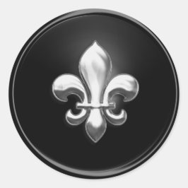 Zwart en zilver Fleur de Lis Envelope Seal Ronde Sticker