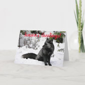 Zwart en zilver Fox in sneeuwfoto Feestdagen Kaart (Voorkant)