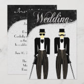 Zwart en Zilver Gay bruiloft uitnodiging (Voorkant / Achterkant)