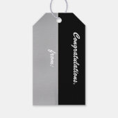 Zwart en Zilver Gefeliciteerd Gift Label Cadeaulabel (Voorkant)