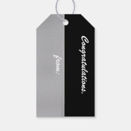 Zwart en Zilver Gefeliciteerd Gift Label Cadeaulabel