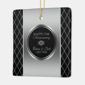 Zwart en zilver geometrisch ontwerp- 25 Jubileum Keramisch Ornament (Links)
