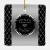 Zwart en zilver geometrisch ontwerp- 25 Jubileum Keramisch Ornament (Achterkant)