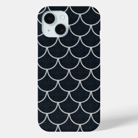 Zwart en zilver geschulpte schaal patroon Case-Mate iPhone case (Achterkant)
