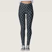 Zwart en zilver geschulpte schaal patroon leggings (Voorkant)