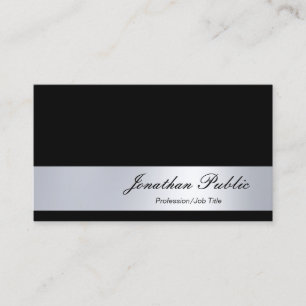 Zwart en zilver gewoon modern cursief script visitekaartje