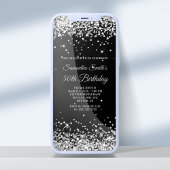 Zwart en zilver Glitter 50th Birthday Kaart