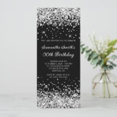 Zwart en Zilver Glitter Any Age Verjaardag Kaart (Staand voorkant)