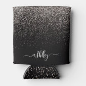 Zwart en zilver Glitter Blikjeskoeler (Voorkant)