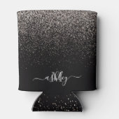 Zwart en zilver Glitter Blikjeskoeler (Achterkant)