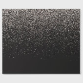 Zwart en zilver Glitter Cadeaupapier (Vlak)