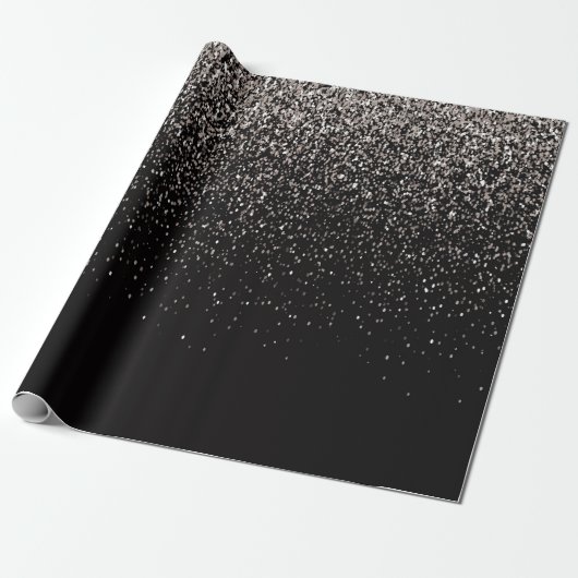 Zwart en zilver Glitter Cadeaupapier (Uitgerold)