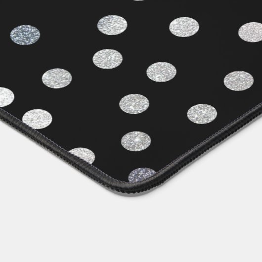 Zwart en Zilver Glitter Dot Patterned Bureaumat (Hoek)