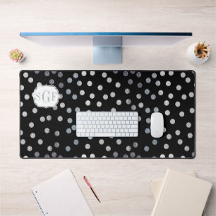 Zwart en Zilver Glitter Dot Patterned Bureaumat