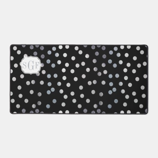Zwart en Zilver Glitter Dot Patterned Bureaumat (Voorkant)