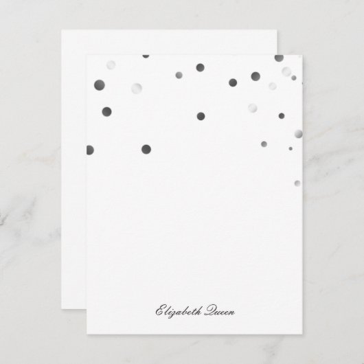 Zwart en Zilver Glitter Dot Uitnodiging Kantoorben (Voorkant / Achterkant)