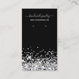 Zwart en zilver Glitter-draagbeeldscherm Visitekaartje