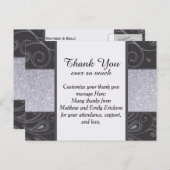 Zwart en Zilver Glitter en wervelingen Ontwerp Briefkaart (Voorkant / Achterkant)