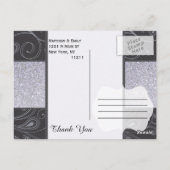 Zwart en Zilver Glitter en wervelingen Ontwerp Briefkaart (Achterkant)