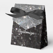 Zwart en Zilver Glitter Favor Box Bedankdoosjes (Voorkant Zijde)